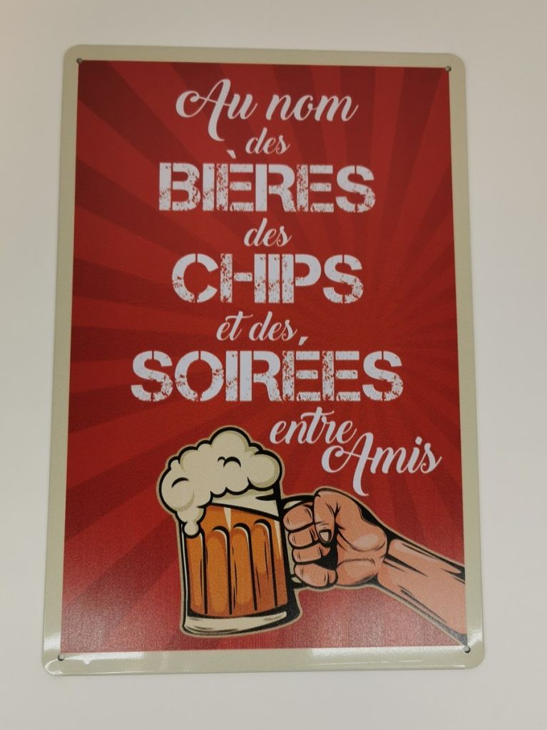 PLAQUE METAL 20X30 CM AU NOM DES BIERES - Photo N°4