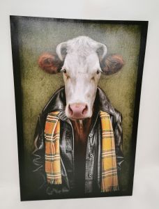 IMPRESSION SUR TOILE VACHE HUMANISE 60 X 90 CM