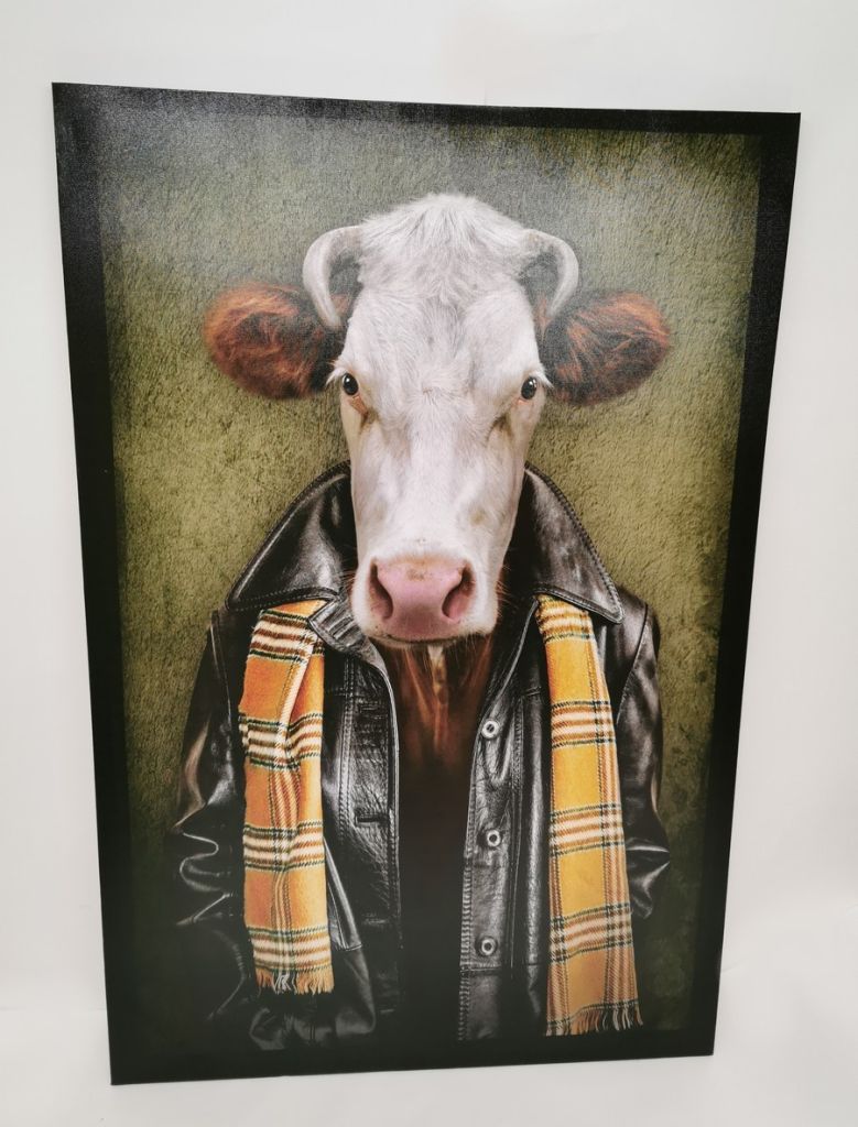 IMPRESSION SUR TOILE VACHE HUMANISE 60 X 90 CM - Photo N°1