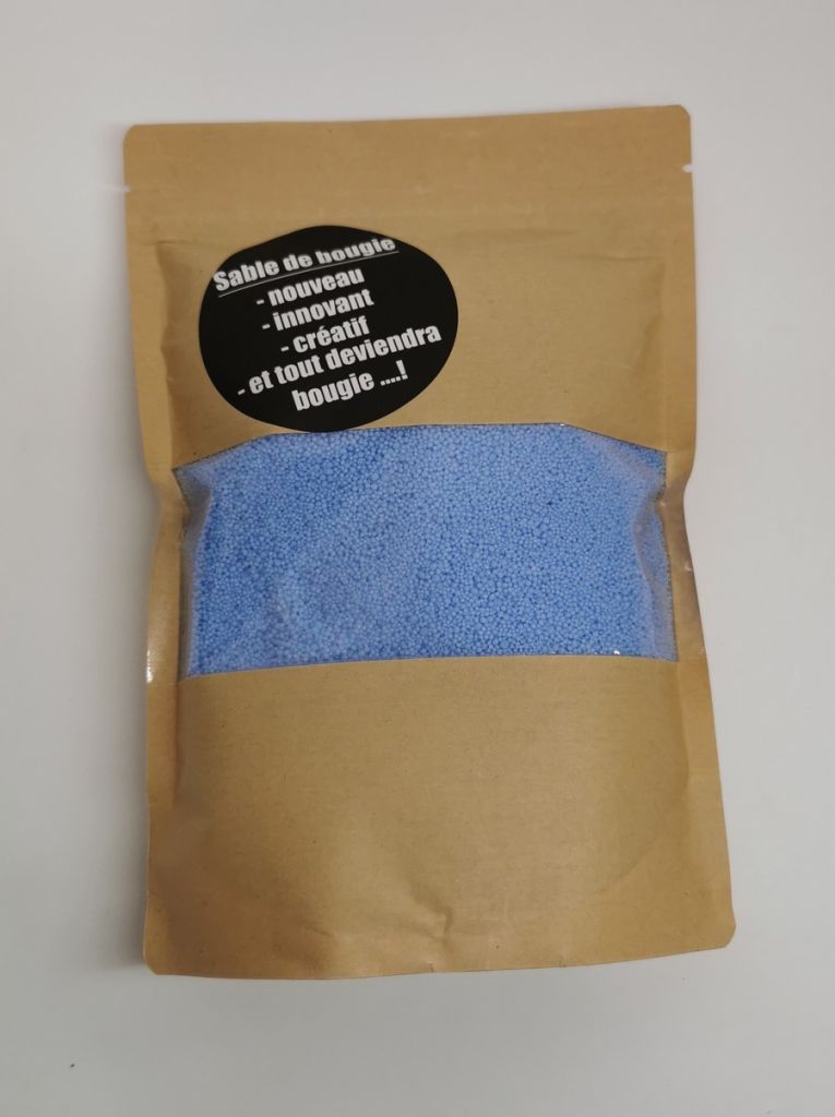 SACHET DE SABLE DE BOUGIE COULEUR BLEU CLAIR + 2 MECHES 400GRS - Photo N°1