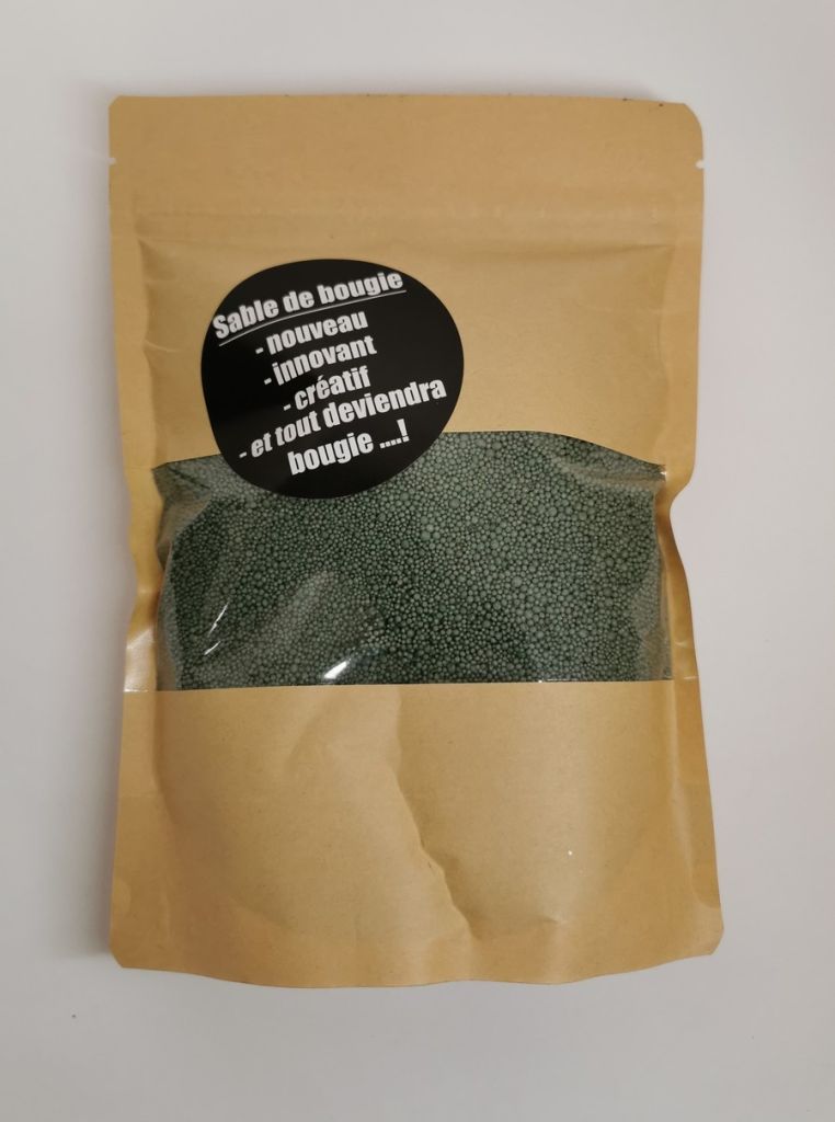 SACHET DE SABLE DE BOUGIE COULEUR VERT SAPIN + 2 MECHES 400GRS - Photo N°5