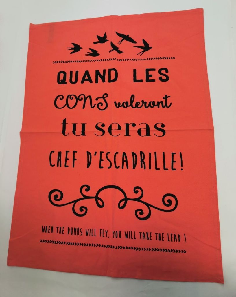 TORCHON HUMORISTIQUE 50 X 70 CM COULEUR CORAIL - Photo N°1