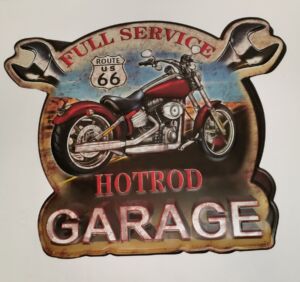 PLAQUE MURALE METAL 50 X 60 CM MOTO ROUTE 66