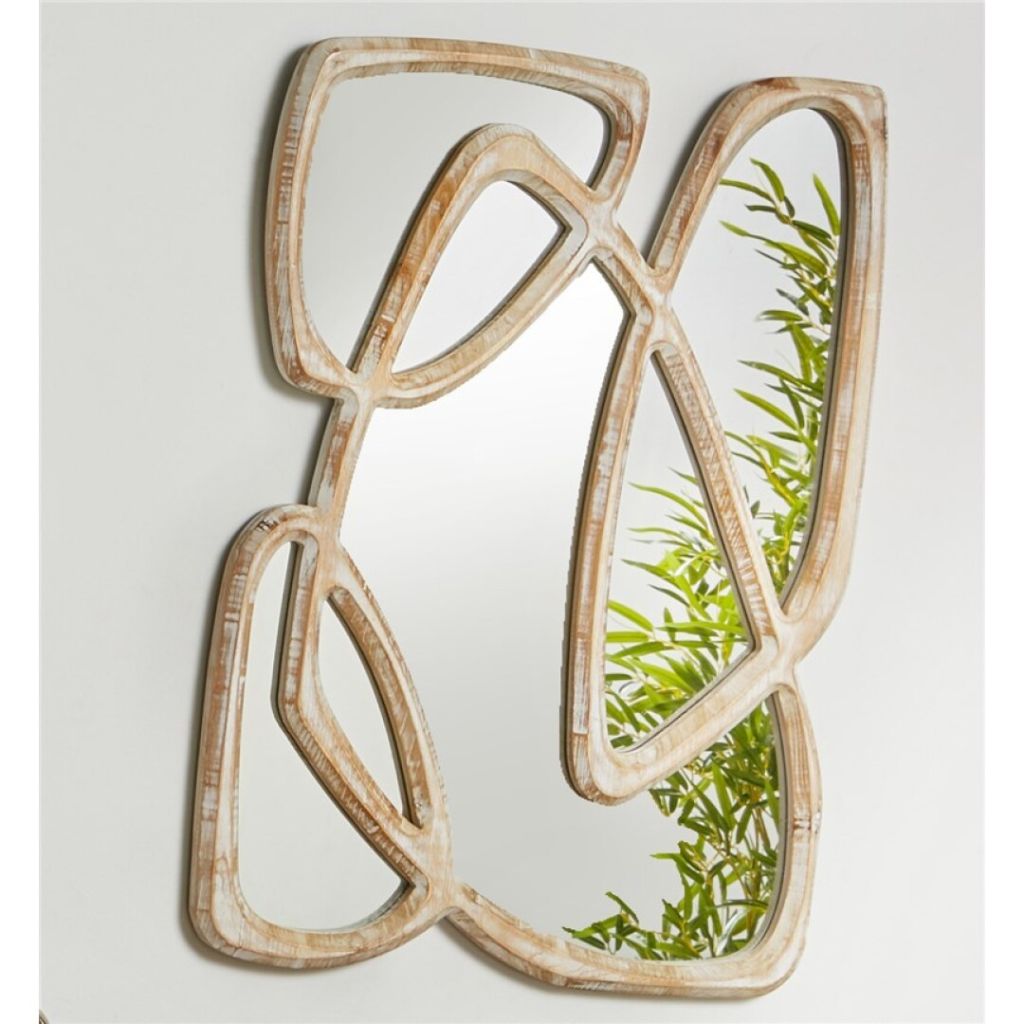 MIROIR MULTIPLE EN BOIS DE FORME IRREGULIERE ELLIPSE 80 X 59 X 8 CM - Photo N°1