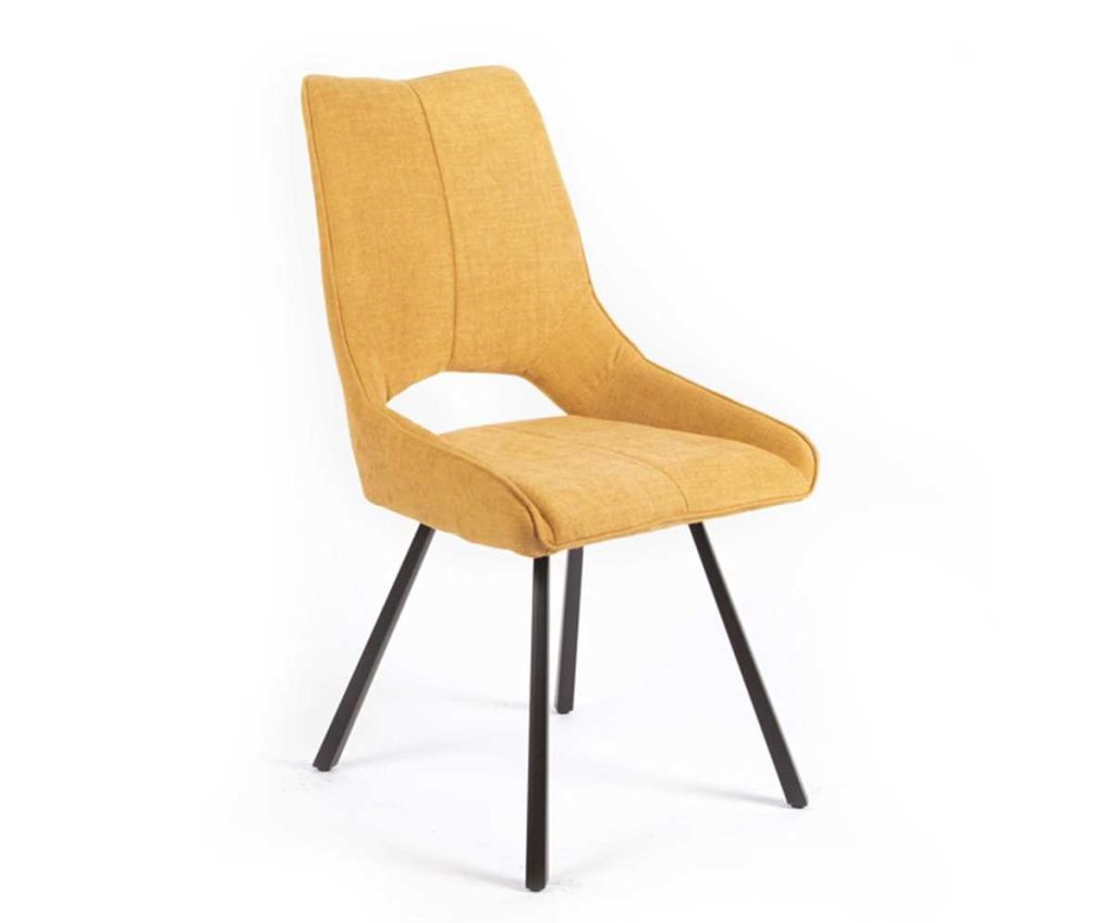 CHAISE GABRIEL PIEDS ANGULAIRE METAL NOIR ASSISE JAUNE TISSU  52X63X94 CM - Photo N°1