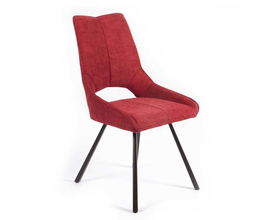 CHAISE GABRIEL PIEDS ANGULAIRE METAL NOIR ASSISE ROUGE TISSU  52X63X94 CM - Photo N°1