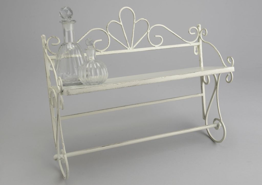 PORTE SERVIETTE ROMANCE FER BLANC 39X15X45 CM - Photo N°1