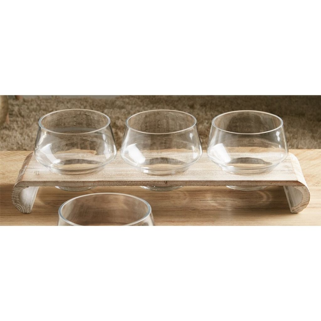 PHOTOPHORE CENTRE DE TABLE X 3SUPPORT BOIS 57 X 16 X 17 CM - Photo N°1