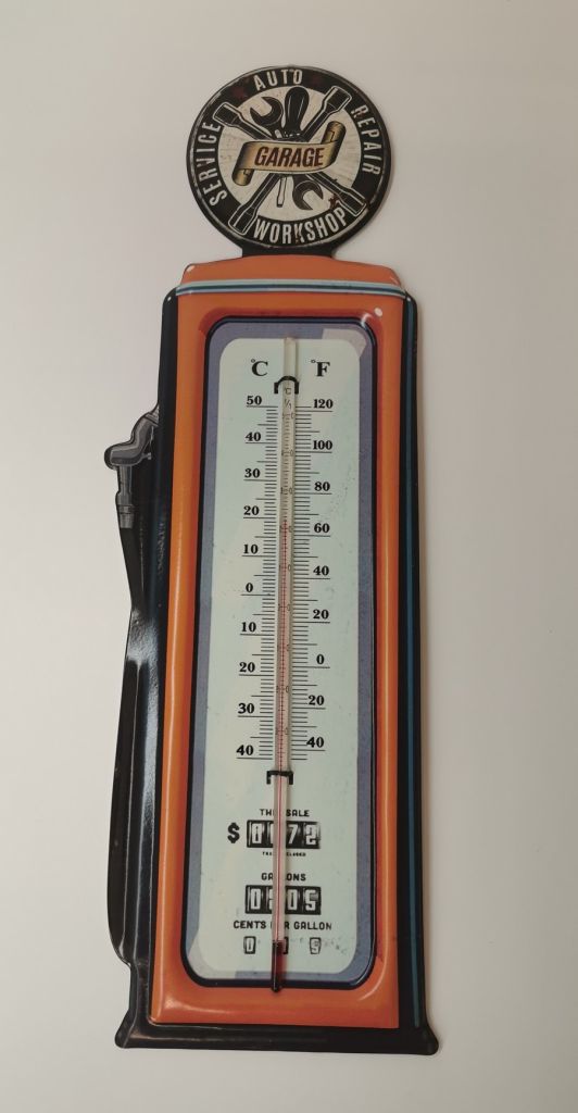 THERMOMETRE METAL GARAGE ORANGE DIM 16 X 48 CM - Photo N°1