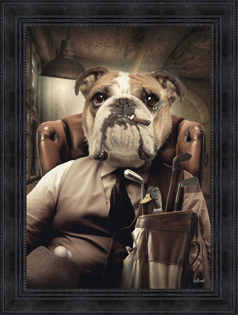 TOILE IMPRESSION S BINET LE CHIEN MAFIA ENCADREMENT NOIR 63 X 83 CM - Photo N°4