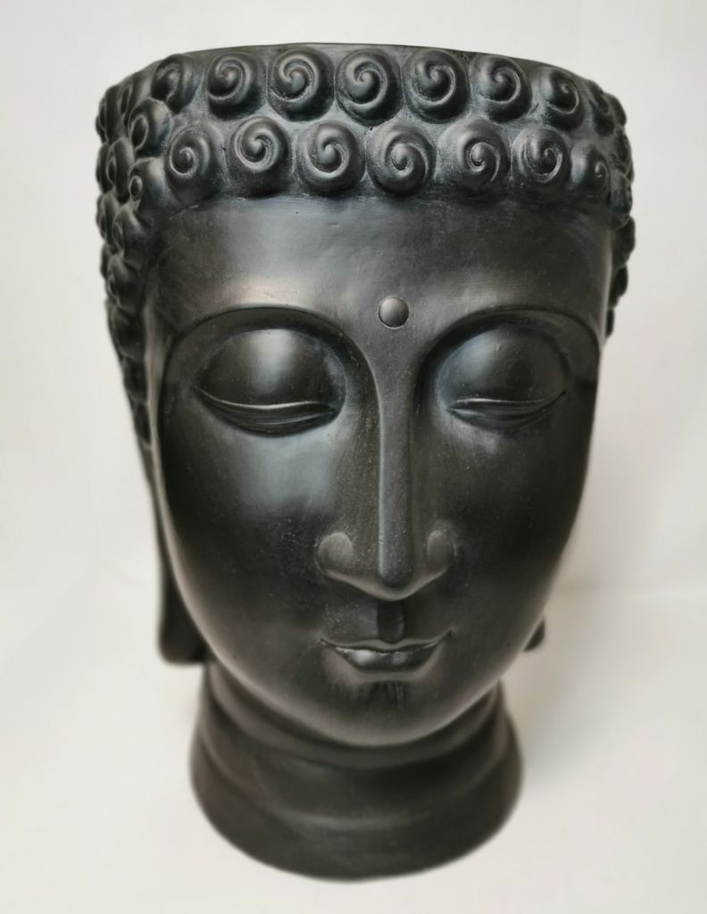 POT RESINE DE CIMENT VISAGE DE BOUDDHA NOIR 49.5 X 38 X 36.5 CM - Photo N°1