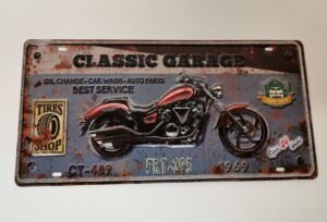 PLAQUE METAL 20 X 40 CM MOTO CLASSIC GARAGE