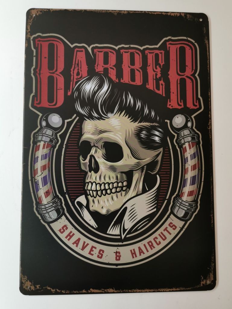 PLAQUE METAL MURALE 20X30 CM BARBER SHOP - Photo N°1
