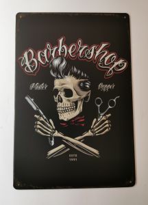 PLAQUE METAL MURALE 20X30 CM BARBER SHOP