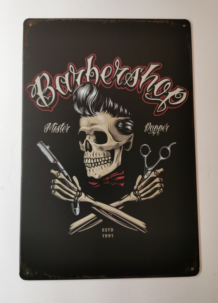 PLAQUE METAL MURALE 20X30 CM BARBER SHOP - Photo N°1