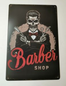 PLAQUE METAL MURALE 20X30 CM BARBER SHOP