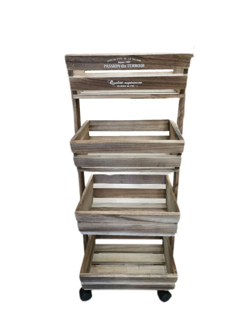 DESSERTE DE RANGEMENT SUR ROULETTES BOIS VIEILLI 33 X 34.5 X 85 CM - Photo N°1