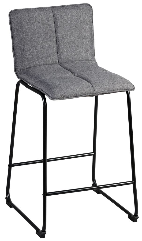 CHAISE DE BAR TISSU GRIS PIETEMENT METAL NOIR 41 X 45 X 93 CM ASSISE 67 CM - Photo N°1