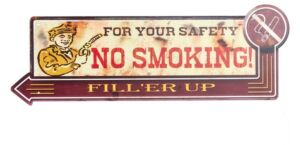 PLAQUE METAL VINTAGE NO SMOKING 50 X 18 CM