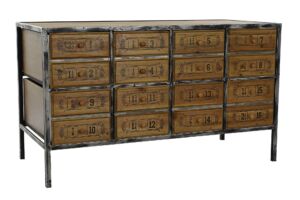 COMMODE METAL ET BOIS ESPRIT INDUSTRIEL 8 TIROIRS 110 X 52 X 64 CM