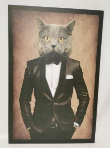 IMPRESSION SUR TOILE D'UN CHAT HUMANISE 60 X 90 CM