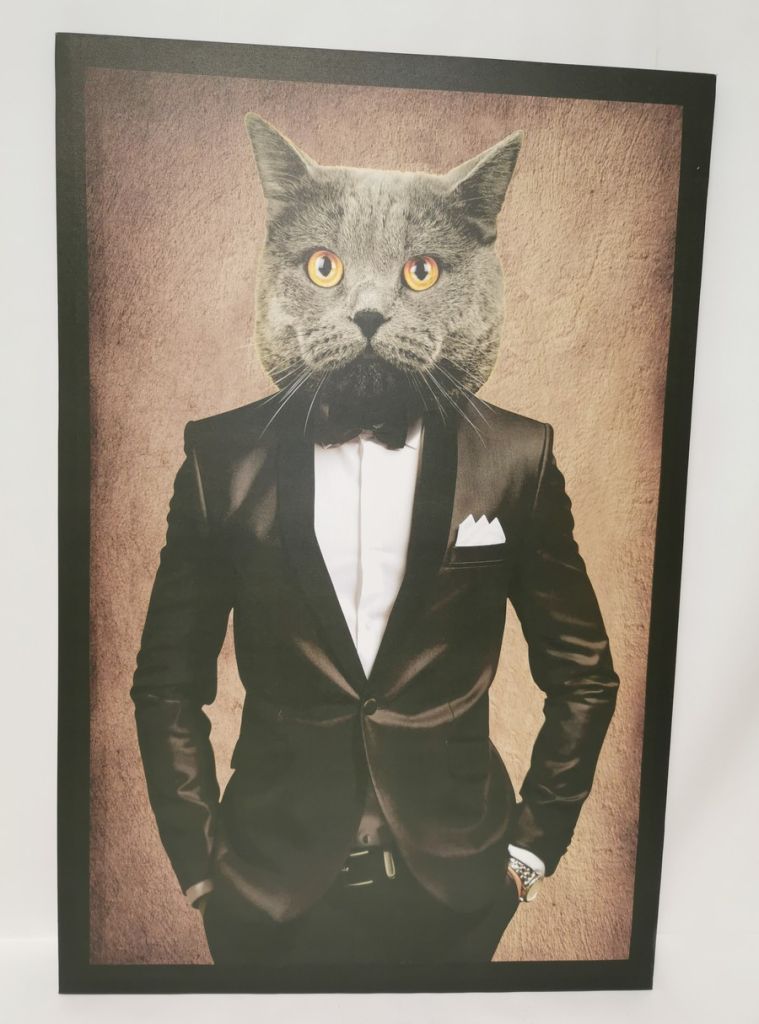 IMPRESSION SUR TOILE D'UN CHAT HUMANISE 60 X 90 CM - Photo N°1