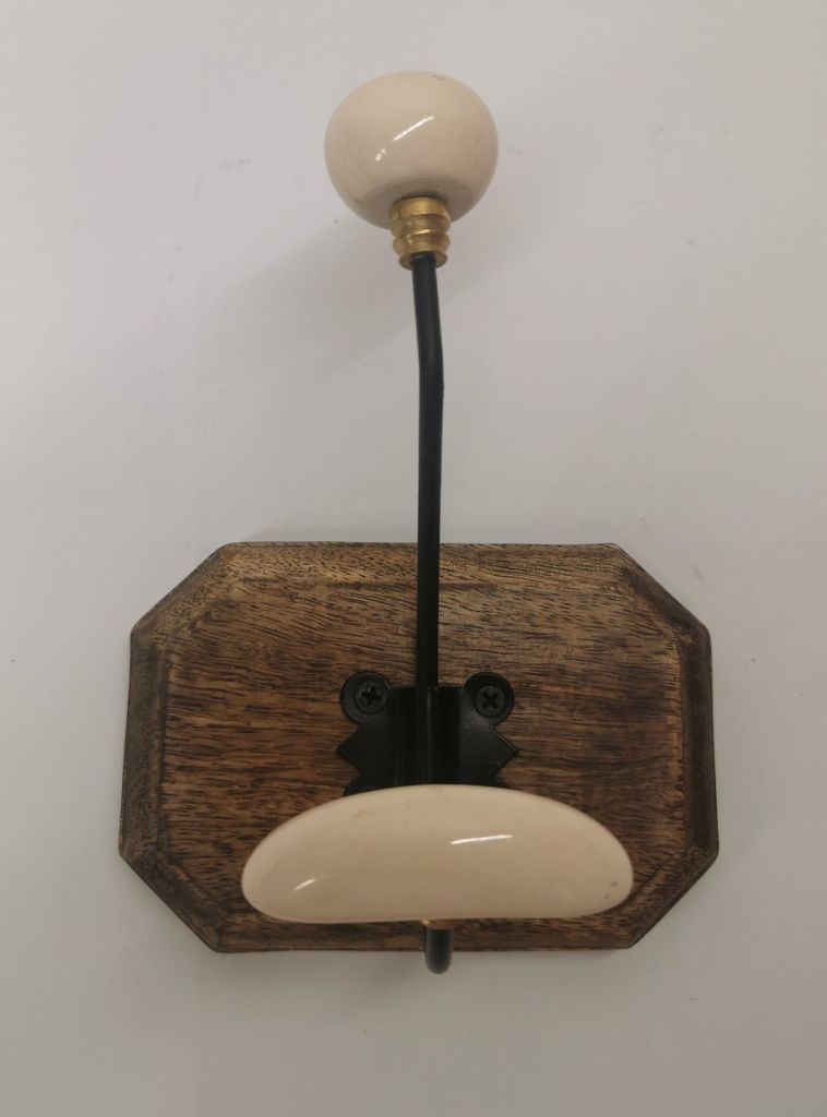 PATERE QUALITE 1 TETE BOIS CIRE ET CERAMIQUE - Photo N°4