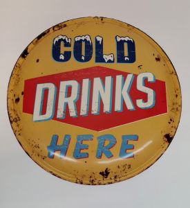 PLAQUE METAL BOMBE 35 CM COLD DRINKS HERRE