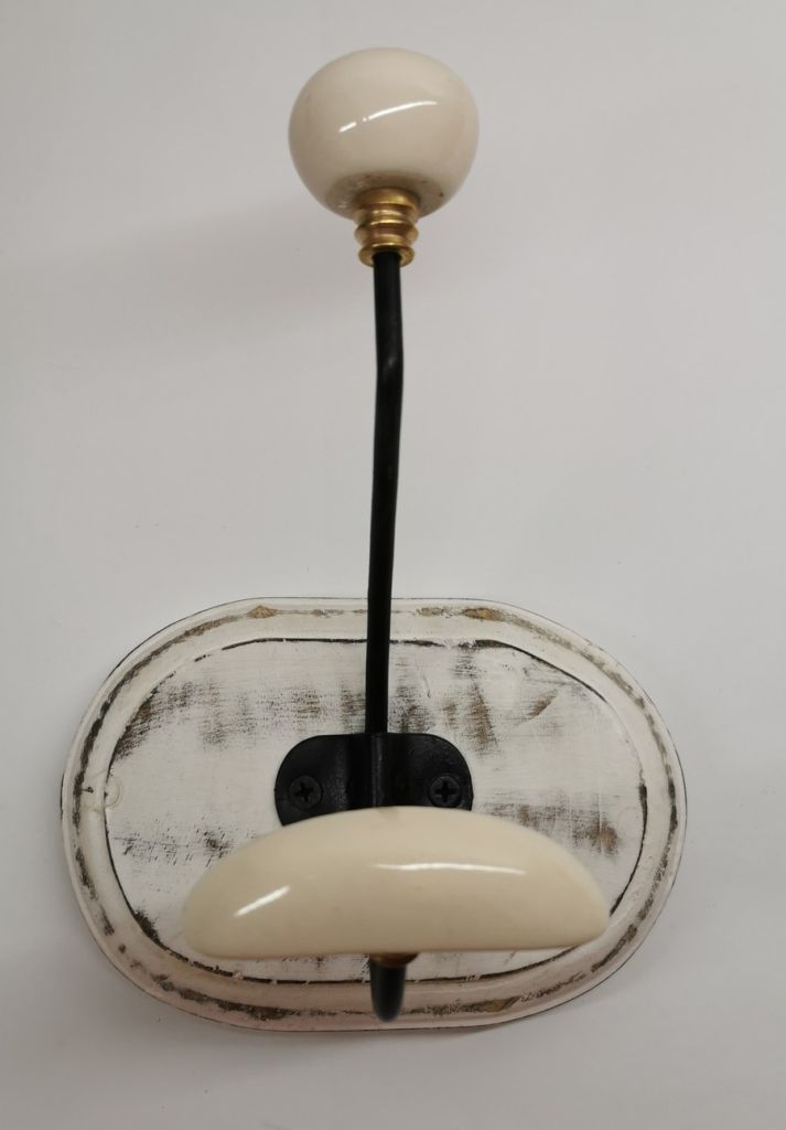 PATERE QUALITE 1 TETE BOIS PATINE BLANCHI 15.5 CM - Photo N°1