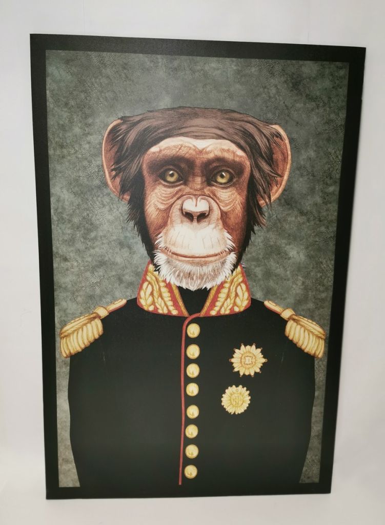 IMPRESSION SUR TOILE D'UN SINGE HUMANISE 60 X 90 CM - Photo N°1