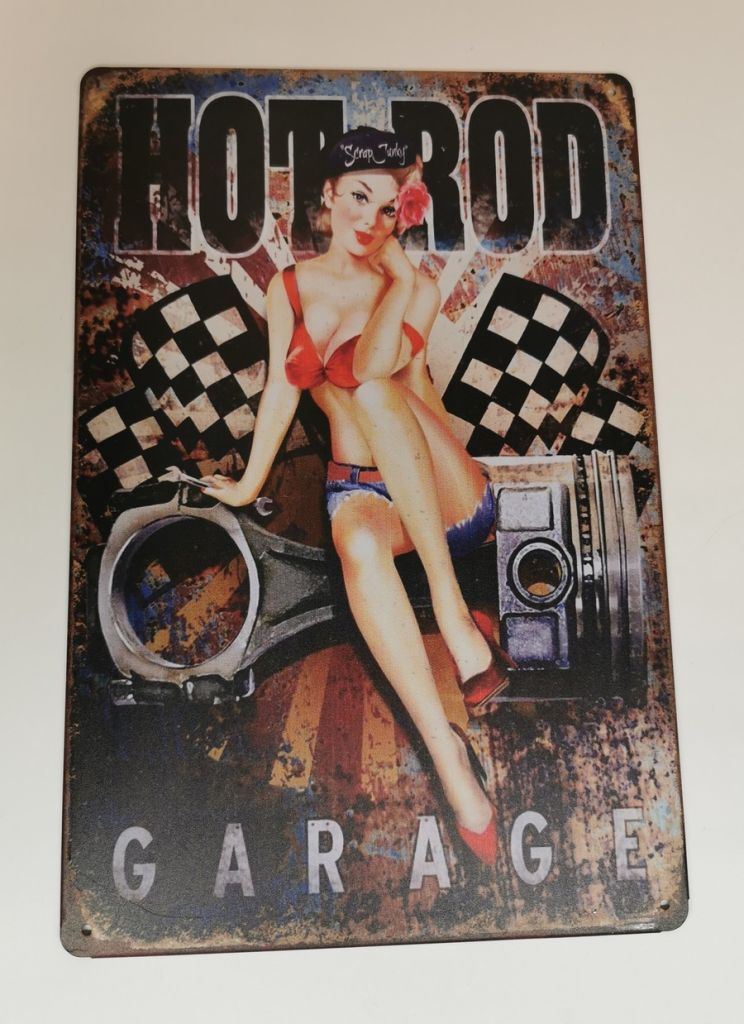 PLAQUE METAL 20 X 30 cm PIN UP HOT ROD GARAGE - Photo N°4