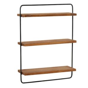 ETAGERE MURALE METAL ET BOIS DE TECK MASSIF 60 X 80 X 20 CM