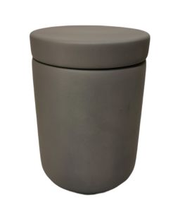 POT A COTON ET COUVERCLE ANNEKA ASPECT CIMENT GRIS FONCE 8 X 11.5 CM