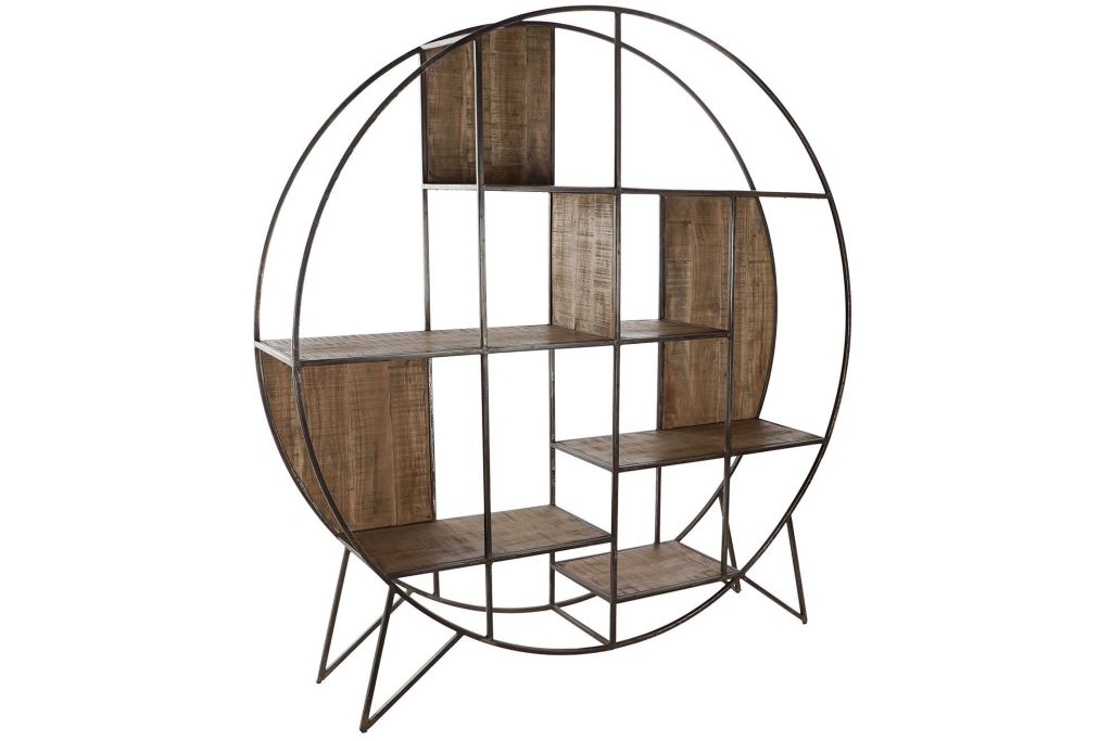ETAGERE METAL RONDE ET BOIS D'ACACIA 175 X 36 X 183 CM - Photo N°1