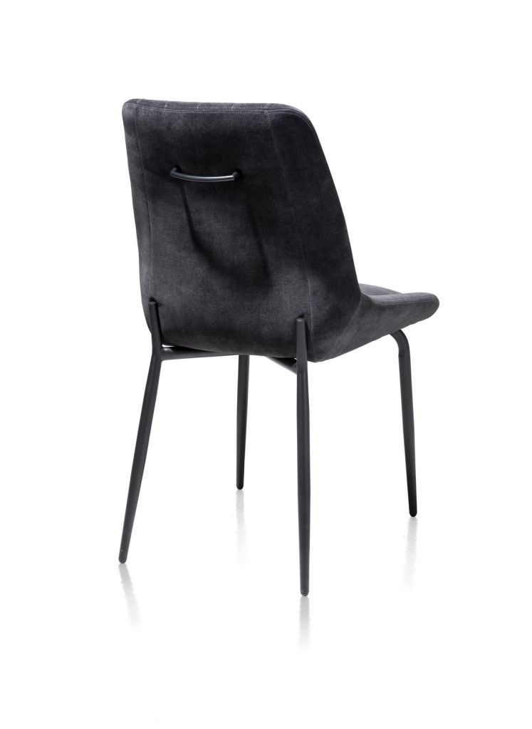 CHAISE REMON KARESE VELOURS ANTHRACITE PIEDS METAL POUDRE NOIR 53 X 62 X 91 CM - Photo N°1