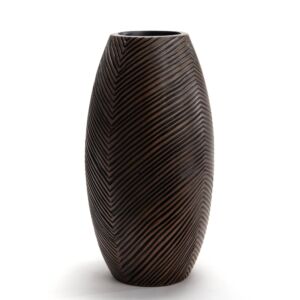 VASE OGIVE NOUMEA EN RESINE NOIR ET MARRON 35 X 19 X 19 CM