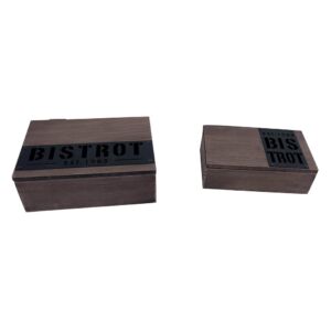 SET 2 BOITES BOIS ET METAL BISTROT 17 X 12 X 6 - 15 X 9 X 4 CM