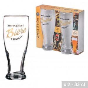 SET DE 2 VERRES A BIERE ARTISANALE ORIGINAL 33 CL