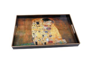 PLATEAU RECTANGULAIRE LE BAISER DE G. KLIMT 40 X 26 X 3.5 CM