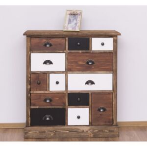 MEUBLE 13 TIROIRS MULTICOLORE  90 X 97 X 35 CM PIN MASSIF