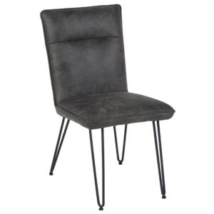 CHAISE ASSISE IMITATION CUIR VIEILLI GRIS MICROFIBRE 4 PIEDS