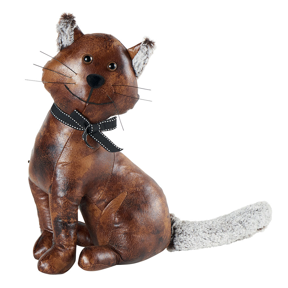 BLOQUE PORTE CHAT ASSIS FACON VIEUX CUIR 39 cm - Photo N°6