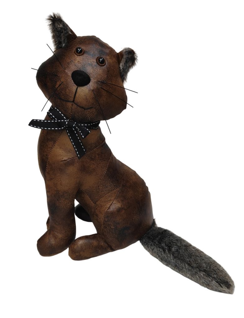 BLOQUE PORTE CHAT ASSIS FACON VIEUX CUIR 39 cm - Photo N°5
