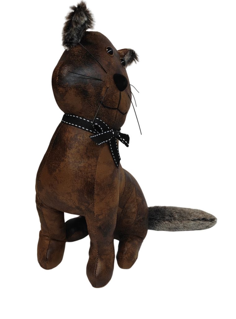 BLOQUE PORTE CHAT ASSIS FACON VIEUX CUIR 39 cm - Photo N°4