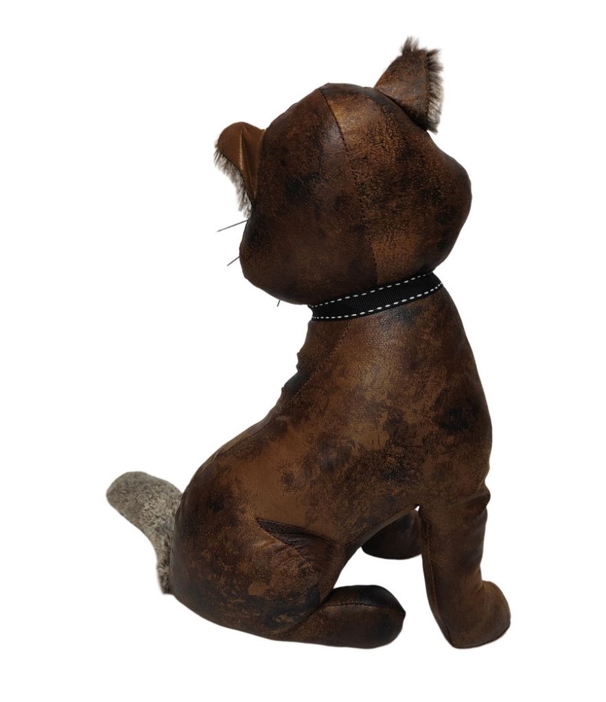 BLOQUE PORTE CHAT ASSIS FACON VIEUX CUIR 39 cm - Photo N°3