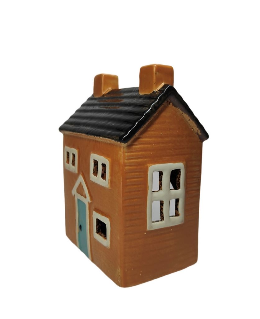 PHOTOPHORE DECOR MAISON EN PORCELAINE SABLE NOIR ET BLEU 7.5 X 15.5 X 10.5 CM - Photo N°2