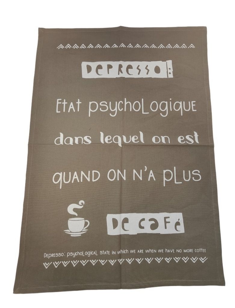 TORCHON HUMORISTIQUE 50 X 70 CM TAUPE - Photo N°1