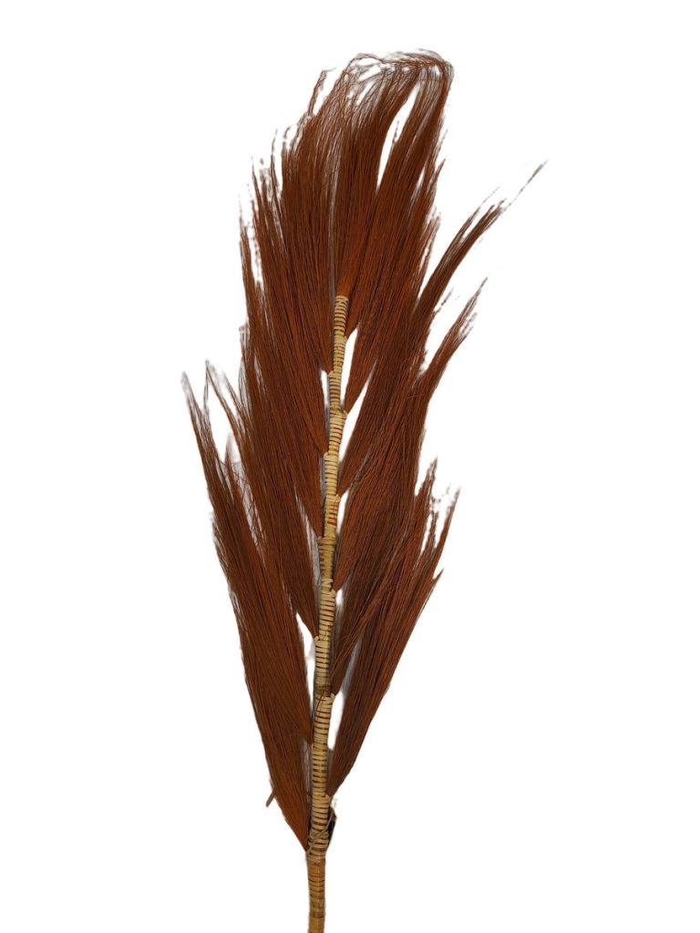 PLUME DECORATIVE SUR TIGE DE BAMBOU FLEUR DE RAYUNG ROUILLE 15 X 100 X 9 CM - Photo N°3