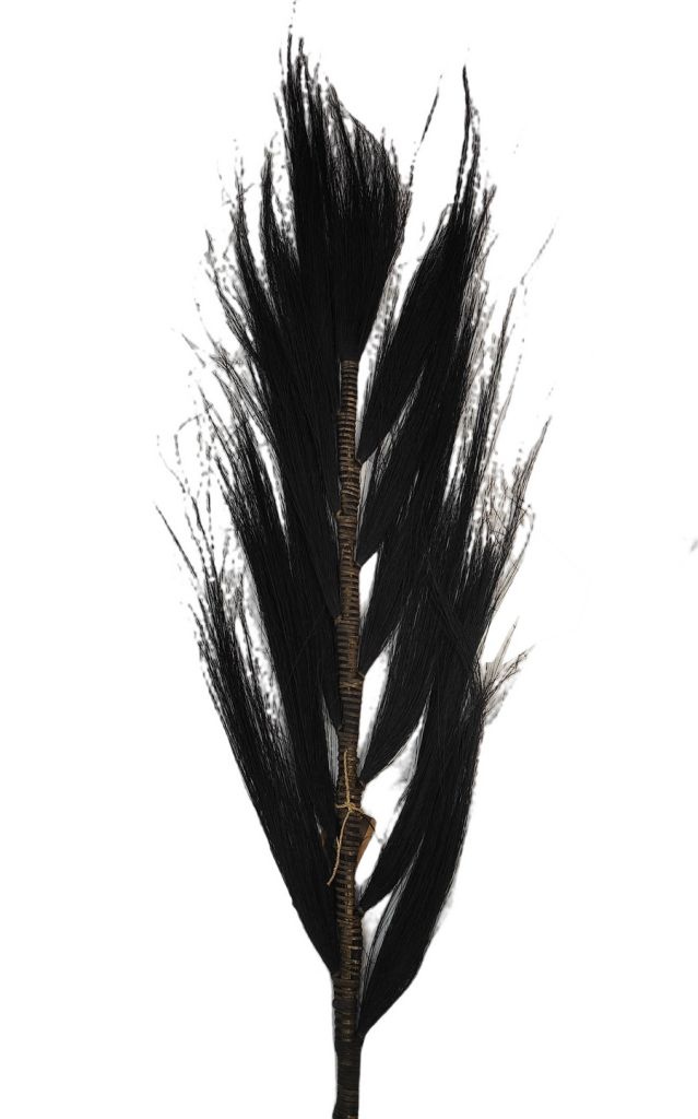 PLUME DECORATIVE SUR TIGE DE BAMBOU FLEUR DE RAYUNG NOIR  15 X 100 X 9 CM - Photo N°2