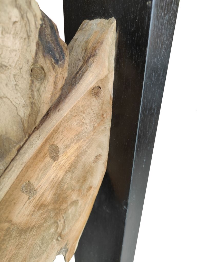 SEPARATION DECORATIVE EN RACINE DE TECK ET BOIS NOIR 100 X 200 X 40 CM - Photo N°3